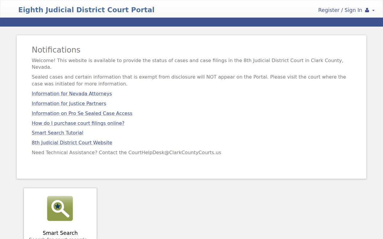 Enterprise people search through the Eighth Judicial District Court portal
