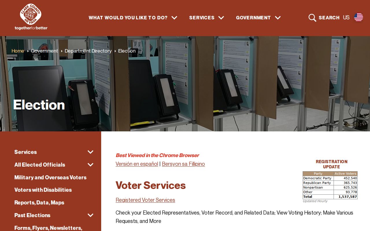Enterprise voter registration records services at Clark County Election Department